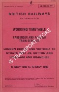 Working Timetable of Passenger and Parcels train services - Section WF - London Bridge and Victoria to Stoats Nest Jn., Sutton and Horsham and branches, 15 May 1989 to 13 May 1990 by British Railways Southern Region